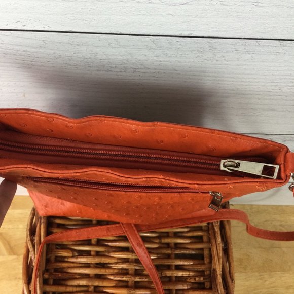 Orange w/Cream Flower Crossbody Bag - Picture 4 of 6